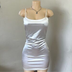 Chic Satin White Mini Dress